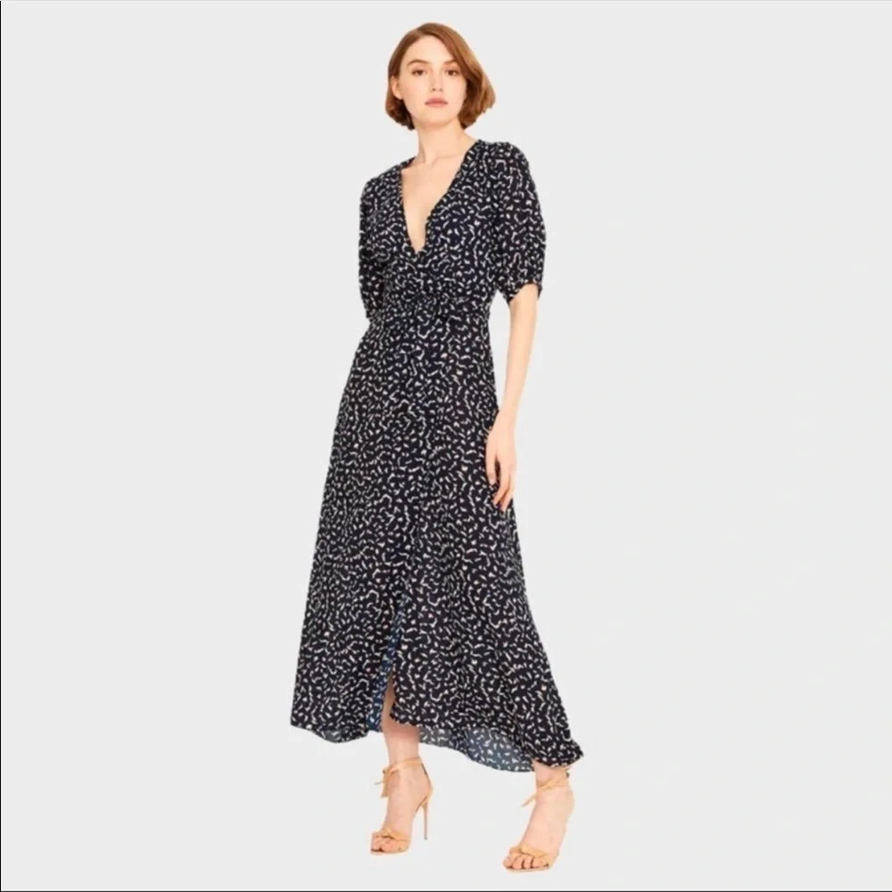 MISA Los Angeles | Andrea Wrap Dress Resort Petals Puff Sleeve NEW Size M - Picture 5 of 10